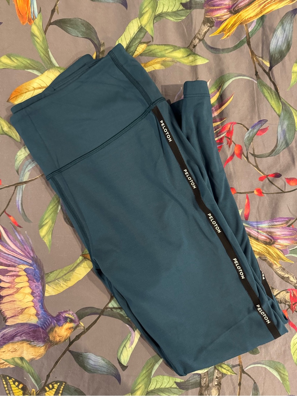 Peloton Teal Blue Women’s Leggings with Black Logo Tape